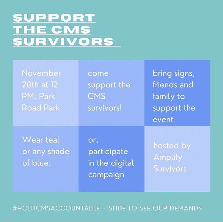 Join us on November 20th 12pm at Park Road Park as we once again rally support for survivors of K-12 Sexual Violence in the Charlotte Mecklenburg Community. 

More information is available on our Instagram page: amplifysurvivors 

#cms #charlotte #amplifysurvivors