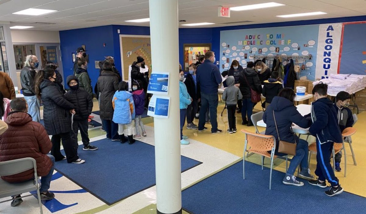 62schools's tweet photo. Today is a great day here in District 62 as we welcome families at our 5-11 year-old vaccine clinic over at Algonquin. We are here until noon. #62learns #62workingtogether https://t.co/FMd099lS1I