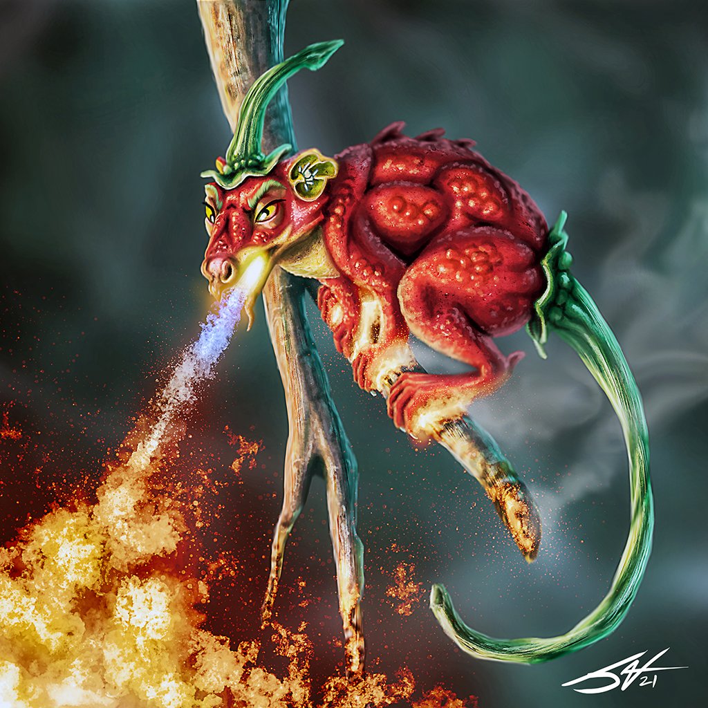 artisticjax's tweet photo. This fire-breathing Carolina Reaper tree shrew is hotter than hot!
#CharacterDesign #ConceptArt #ArtGroups #ArtistsOnFacebook #Illustration #VisDev #VeggieAnimals #CDChallenge https://t.co/nFe2Cq5hEA
