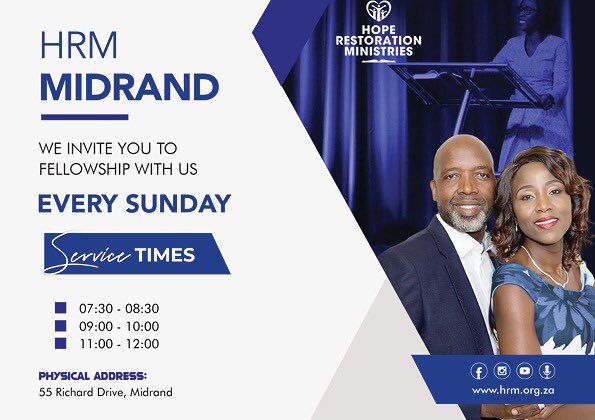 HopeRestoration's tweet photo. Hi family, trust everyone is having a great weekend and to make it even more greater remember to join us in one of our campuses near you. Our fam in Roodies they’ll be celebrating 6th year of God’s faithfulness, sithi Ebenezer🙌🏾#HRMOnline #Rebuild2021 #Refuel 1/2 https://t.co/QieWtdOwjz