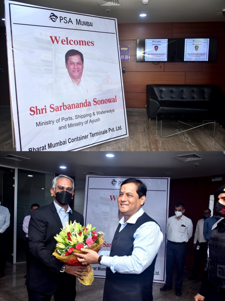 PSAIndia1's tweet photo. Honoured to host Shri @sarbanandsonwal, Union Minister of @shipmin_india at  @PSAMumbai https://t.co/eTkMkYQeoz