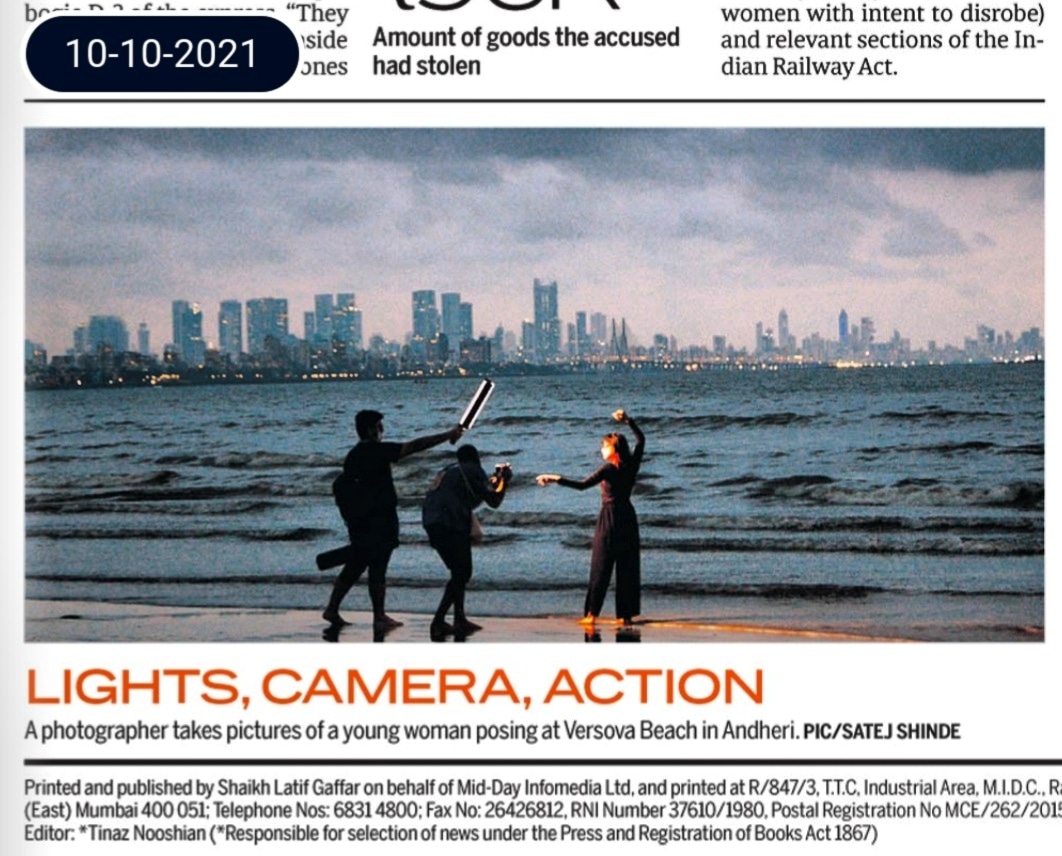 satejss's tweet image. LIGHTS, CAMERA, ACTION....
A photographer takes pictures of a young woman posing at Versova beach in Andheri.
.
📷 @satejss
.
#SatejShinde #MidDayIndia #versovabeach #andheri #photoshoot #photoshoots #lightscameraaction