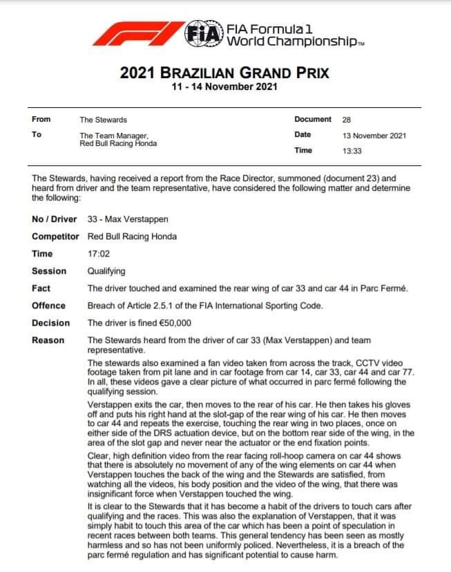 BREAKING. FIA doet uitspraak over Max Verstappen
