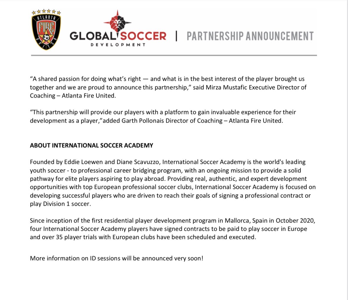 Atlanta Fire United and Global Soccer Development join forces to face off against Bundesliga academies and help American youth soccer players take their game to the next level. #weareafu #globalsoccerdevelopment
<a href="/globalsoccerdev/">globalsoccerdevelopment</a> 
Link below for more info:
atlantaunitedsoccer.com/Default.aspx?t…