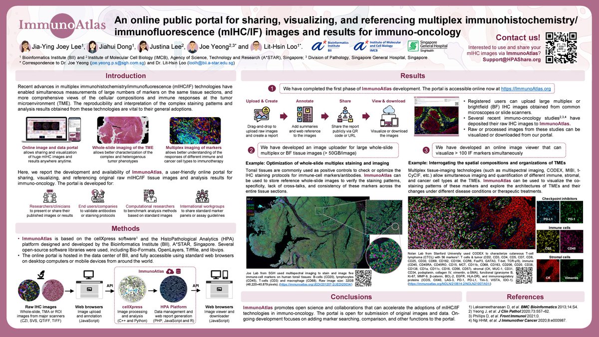 immunoatlas's tweet photo. Our virtual poster (627) on sharing &amp; visualizing #multiplexIHC #immunofluorescence images and results for #immunooncology is live at #sitc2021!

Connect with us to share your images and data. 
https://t.co/Sggzi5qbot

@sitcancer @LitHsinLoo @JoeYeong @joeyleejiaying https://t.co/BV8TJ14tIf