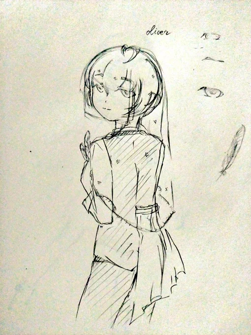 らきがき3。うーん…もっと向こう向くか体をこっち向けるかだなあ…むつかしい… 