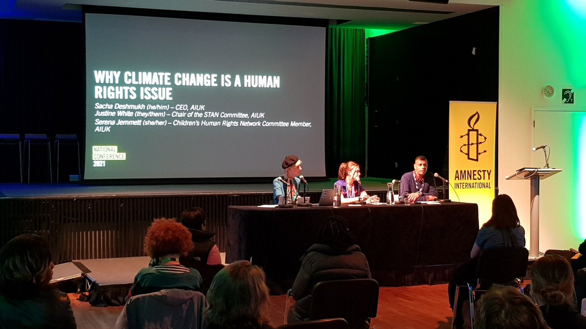 AIChelmsford's tweet photo. Final session of today's Amnesty UK Conference discussing the impact of climate change and why it's a human rights issue #AmnestyNC2021 https://t.co/GPtSsFCw1r
