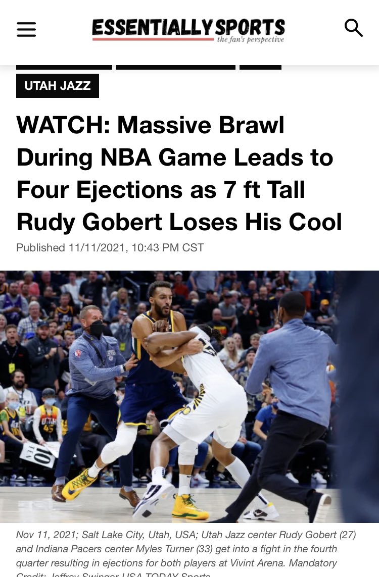 Gossett31's tweet photo. @BhatiaYashima “Massive Brawl”?!?
🤦🏻‍♂️@Pacers @utahjazz https://t.co/KGVnyQUSln