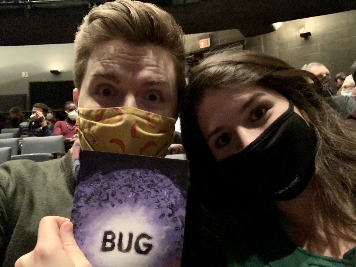 BenTTravers's tweet photo. After our year of isolation, #Bug hatches in an intimate, gnarly new form @SteppenwolfThtr. Namir Smallwood leaves a mark. @CarrieCoon is the super mother. Catch it if you can. #bugSTC https://t.co/WTS0Sd9TzY