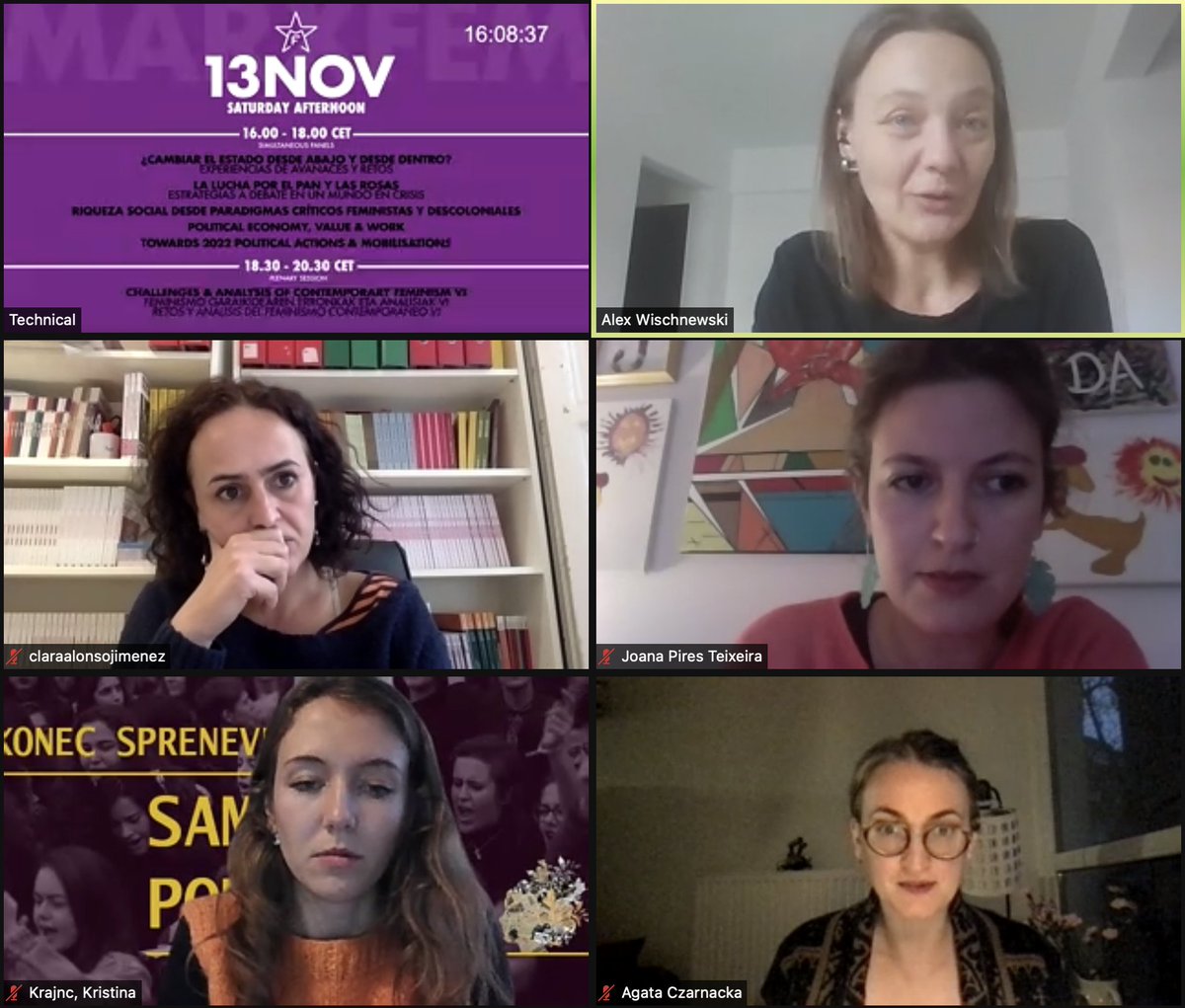 marxfem2020's tweet photo. "Towards 2022 political actions and mobilisations" collective panel in English
@alekswisch #CristinaSimo @MDMujeres #ClaraAlonso #JoanaTeixeira #KristinaKrajnc #AgataCzarnacka #marxfem #marxfem21 https://t.co/13MrbwRSxV