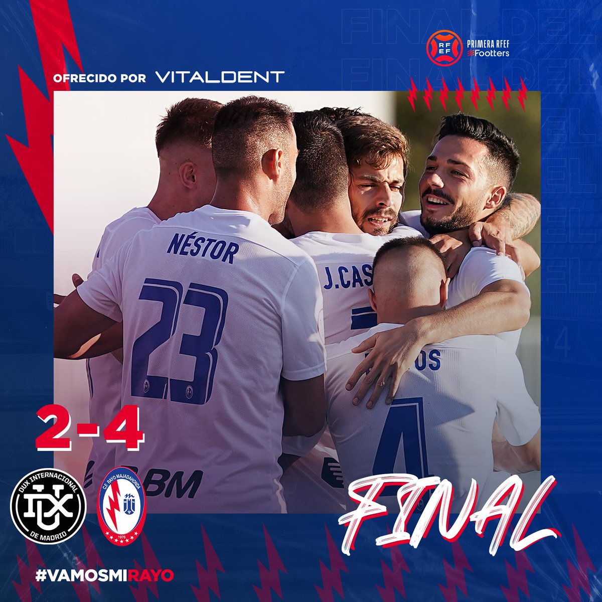 ⏱ 90+' | 2️⃣-4️⃣ | #DuxRayoMajadahonda

⏹️ ¡FINAAAAAAAAAAAAAAAAAAL DEL PARTIDO! ¡NOS LLEVAMOS EL DERBI!
 
#VamosMiRayo⚡