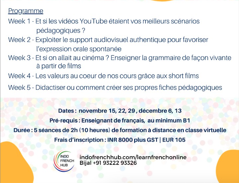 👇🏻Le programme du cycle (2/2)

Descriptif détaillé de chaque séance sur indofrenchhub.com

#FLE #formationFLE