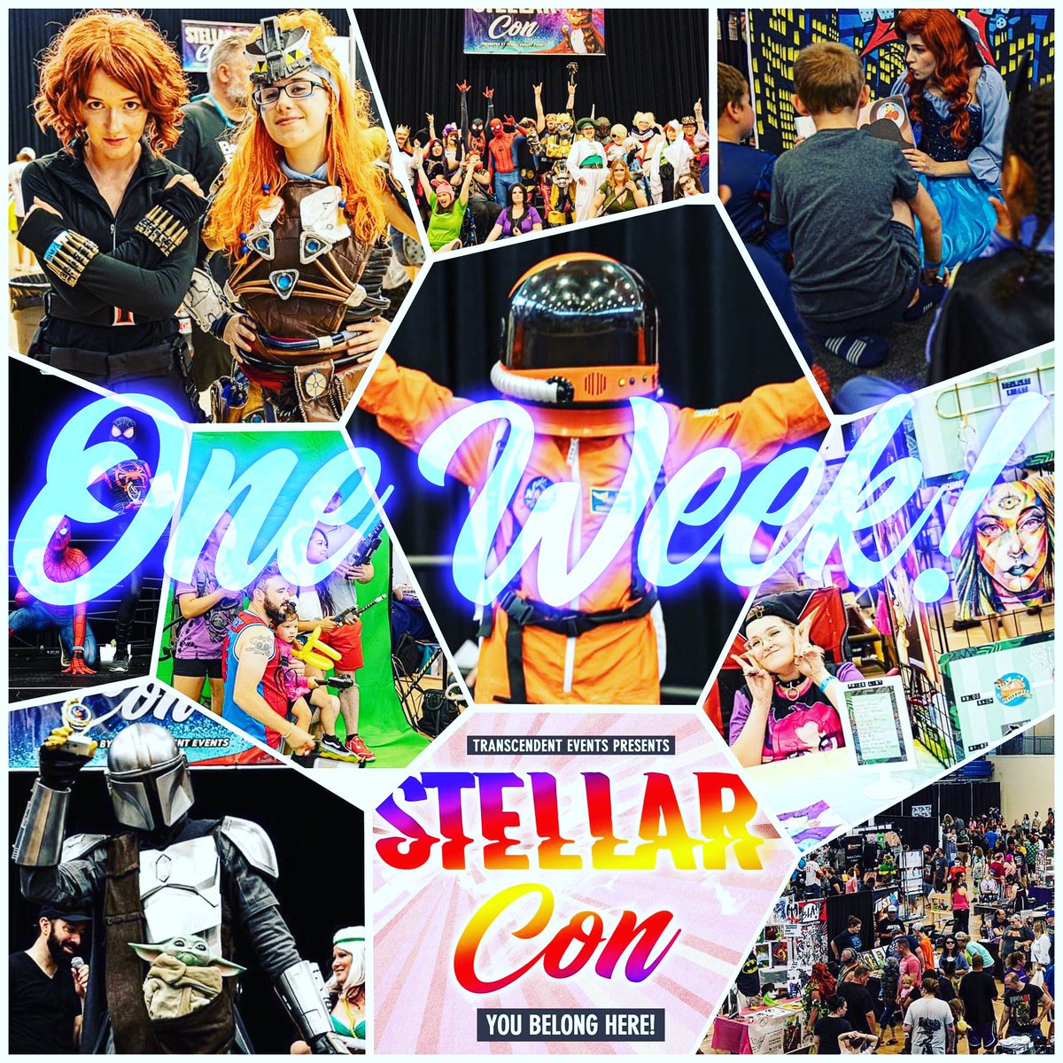 ONE WEEK until #StellarCon!! 
We can’t wait to see you again!
Skip the line, get your tickets here: stellar-con.com 
#StellarCon
#TranscendentEvents
#YouBelongHere