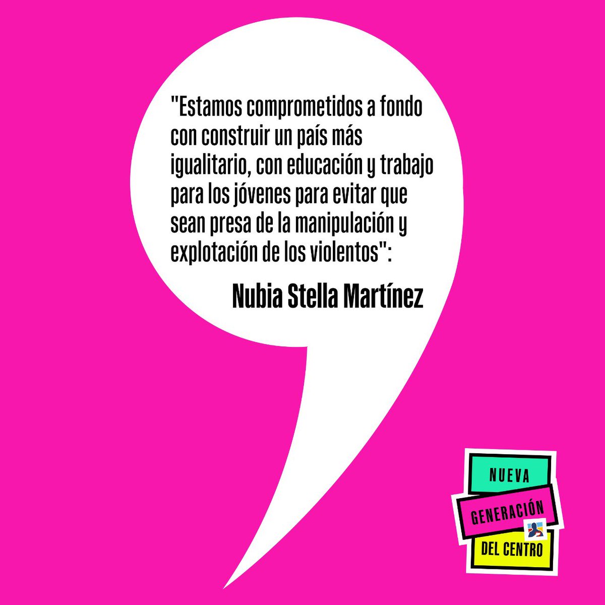 CeDemocratico's tweet photo. "Estamos comprometidos a fondo con construir un país más igualitario, con educación y trabajo para los jóvenes para evitar que sean presa de la manipulación y explotación de los violentos": @NubiaSMartinez #OrgullosamenteDelCentro https://t.co/8O6pfVYTlv