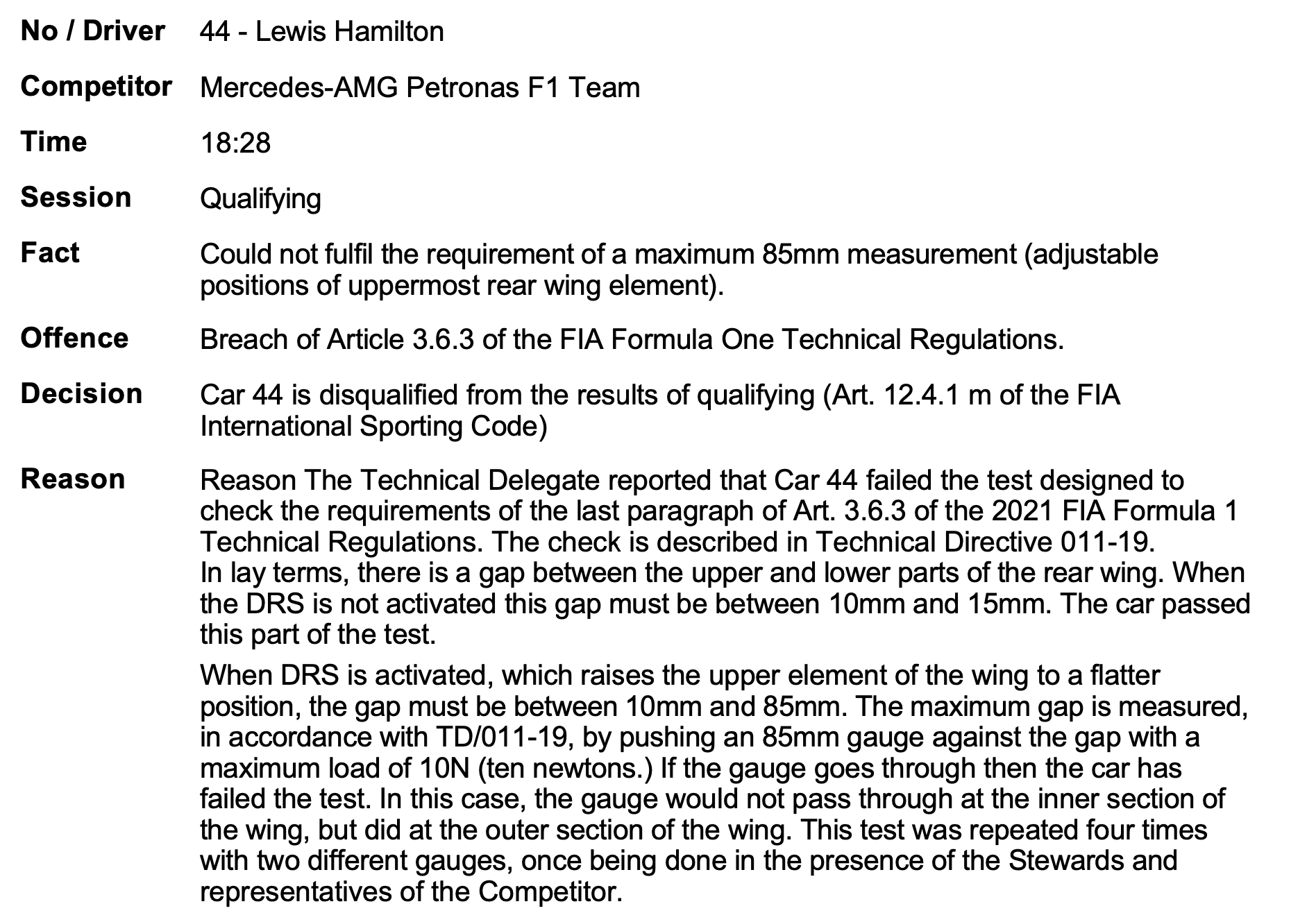 BREAKING. Stewards beslissen over diskwalificatie Lewis Hamilton