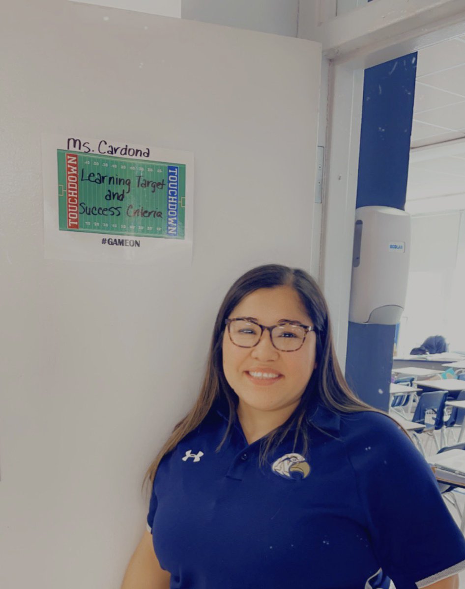 MathNimitz's tweet photo. So proud of our very own Ms. Cardona!  She received a Nimitz Touchdown this week for being an expert on Learning Targets and Success Criteria!  #gameon #nimitzmath @completelycoop @nimitzms_neisd @MathNimitz @NEISD @NEISD_MATH https://t.co/qHzMJuLVZJ