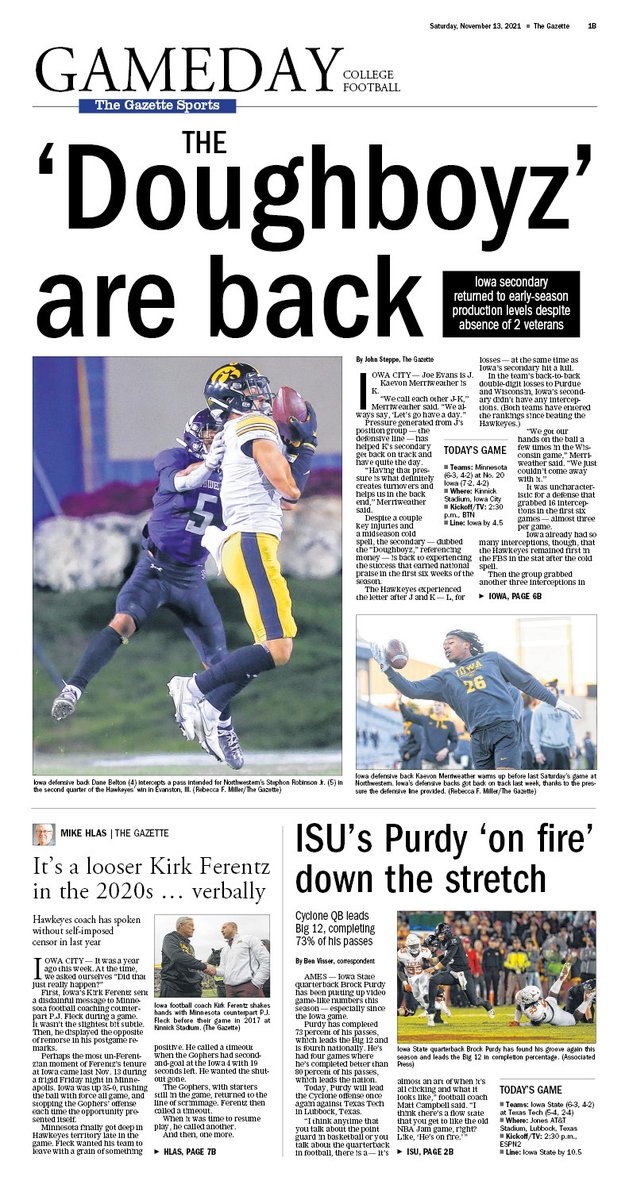 𝐆𝐀𝐌𝐄𝐃𝐀𝐘 | Iowa vs. Minnesota

Cover story: thegazette.com/hawkeye-footba…

Hlas column: thegazette.com/hawkeye-footba…

Analysis: thegazette.com/hawkeye-footba…