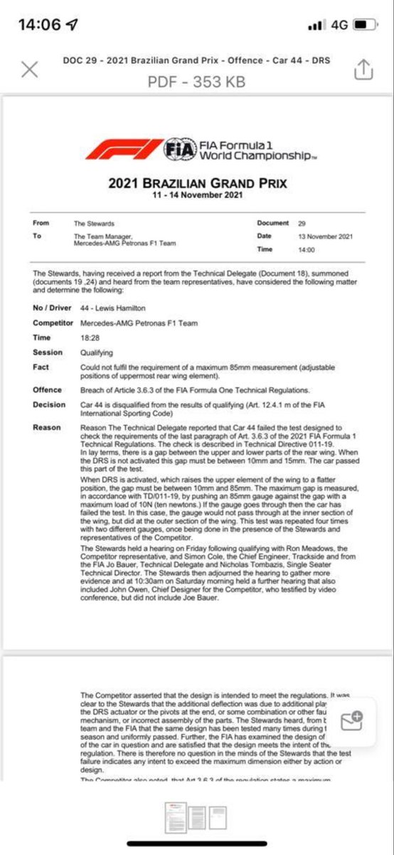Sky_SaschaR's tweet photo. #SkyF1 Entscheidung gefallen: Lewis 
#Hamilton ist disqualifiziert - Startplatz im Sprint ganz hinten. @skysportformel1 https://t.co/LugLPixJt5