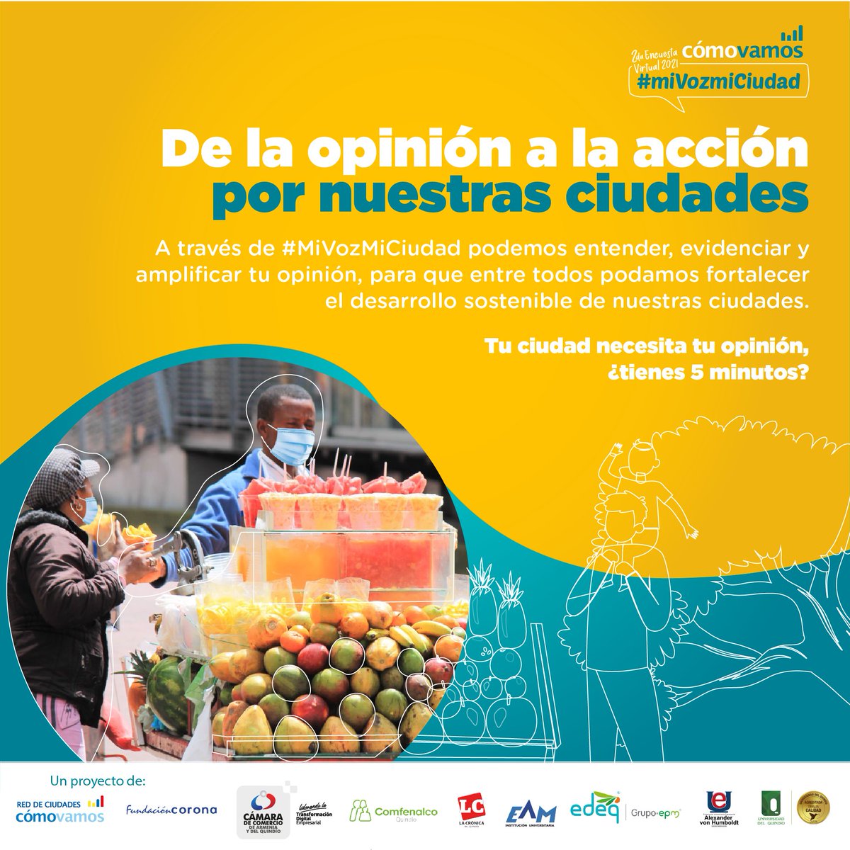 Arm_ComoVamos's tweet photo. #miVozmiCiudad | De la opinión a la acción por nuestras ciudades

A través de esta Encuesta podemos entender y evidenciar tu opinión, para que entre todos podamos fortalecer el desarrollo sostenible de nuestras ciudades

¡No te quedes sin participar! ➡️ https://t.co/tSUwrzevWP https://t.co/KuyjyiRRDr