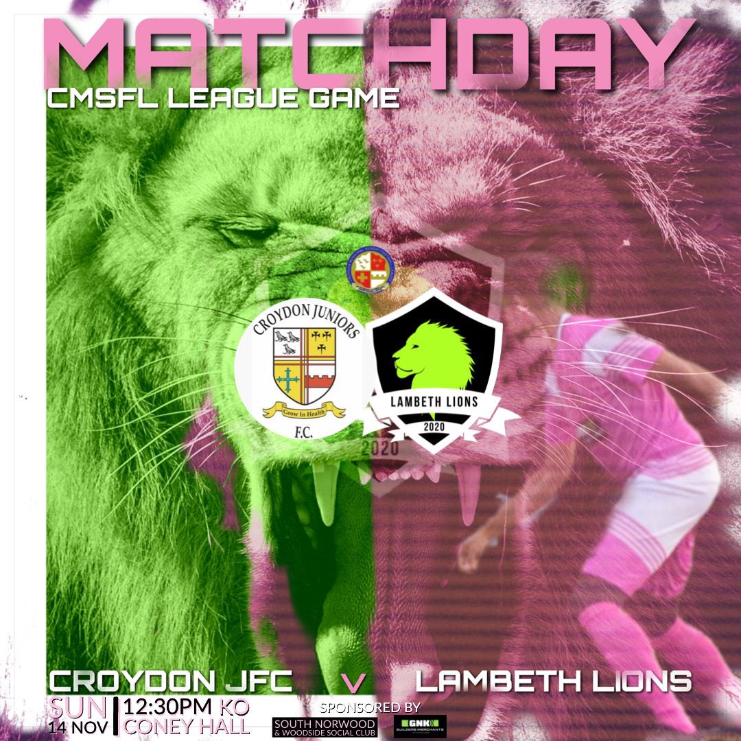 Tomorrow we travel to look to feed @croydon_jfc to the Lions.Our last meet was very controversial and tomorrow we look to show a true account of ourselves till the final whistle.Find out tomorrow 12:30ko coney hall. #feedemtothelions #welcometothelionsden #croydonsmosthated 💚🦁