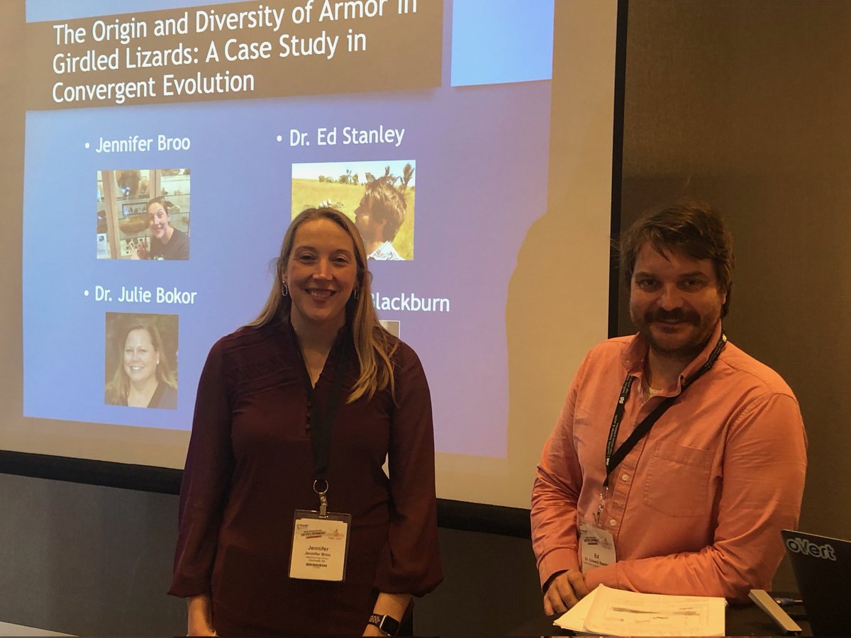 Teacher Ambassador Jennifer Broo &amp; Dr. Ed Stanley (UF) presenting a talk on the evolution of armor in girdled lizards. #NABT2021