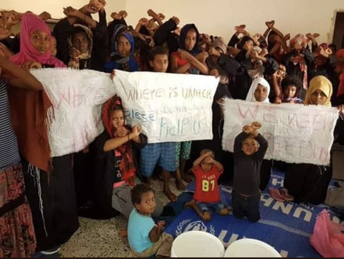 Febu0717's tweet photo. #EvacuateRefugeesFromLibya #UNHCR needs to open its doors&amp;continue registration of refugees. For over a month @UNHCRLibya is pointing fingers at Libyan govt but bears responsibility also&amp;should resume registration of refugees @IOM_Libya @StatePRM @SecBlinken @cochetel @StateDept https://t.co/SNyFoscOV4