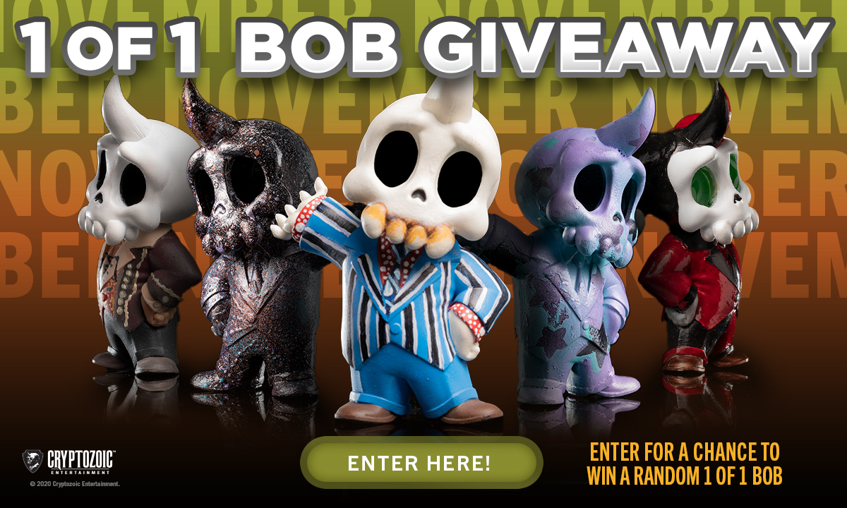 It's time to ENTER the 1 of 1 Bob November Giveaway!

Each figure of our well-dressed skeletal mascot was hand-painted by a talented artist.

gleam.io/Oco49/1-of-1-g…