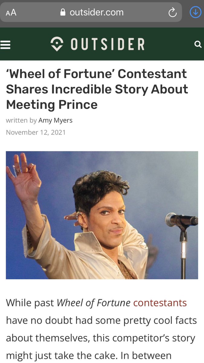 aclassiccreole's tweet photo. thanks @outsider and amy myers. prince taught me to shoot pool at his house. a different night from when we danced. lots more to the story! and thank you for your article. #prince #purplerain #wheeloffortune https://t.co/3UBbhw2xVE