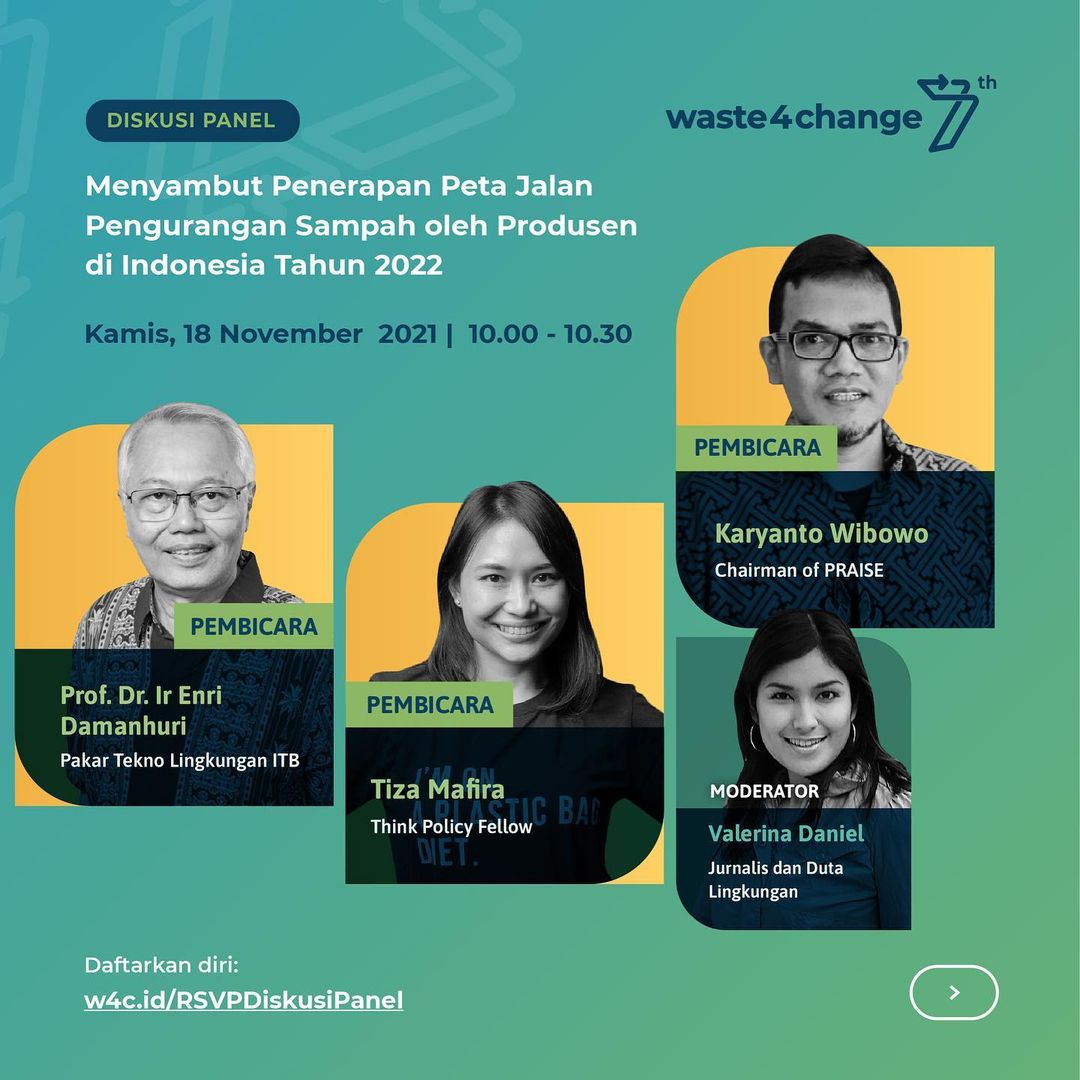 PraiseIndonesia's tweet photo. Menjadi panelist dalam Diskusi Panel “Menyambut Penerapan Peta Jalan Pengurangan Sampah oleh Produsen di Indonesia.
🗓 Kamis, 18 November 2021
⏰ 10.00 - 11.30 WIB
📍 Zoom Webinar dan YouTube Waste4Change
Daftarkan diri ke https://t.co/qw3cmVk739
#praiseindonesia #circulareconomy https://t.co/8qtQHfxjFn