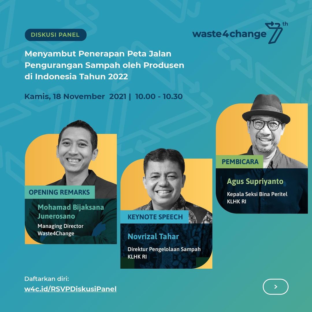 karyanto_wibowo's tweet photo. Diskusi Panel “Menyambut Penerapan Peta Jalan Pengurangan Sampah oleh Produsen di Indonesia Tahun 2022”.
🗓 Kamis, 18 November 2021
⏰ 10.00 - 11.30 WIB
📍 Zoom Webinar dan YouTube Waste4Change
Daftarkan diri ke https://t.co/gl5gfCtkoE
#bijakberplastik #danoneaqua https://t.co/6mB45T3adC