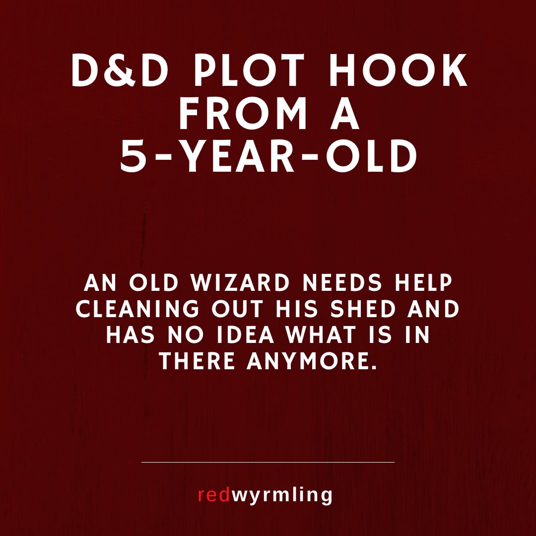 redwyrmofficial's tweet photo. Do you have a favorite low-level plot hook? I would love to hear about them.

#dnd #dnd5e #ttrpg #ttrpgkids https://t.co/uFVOGtOgRn