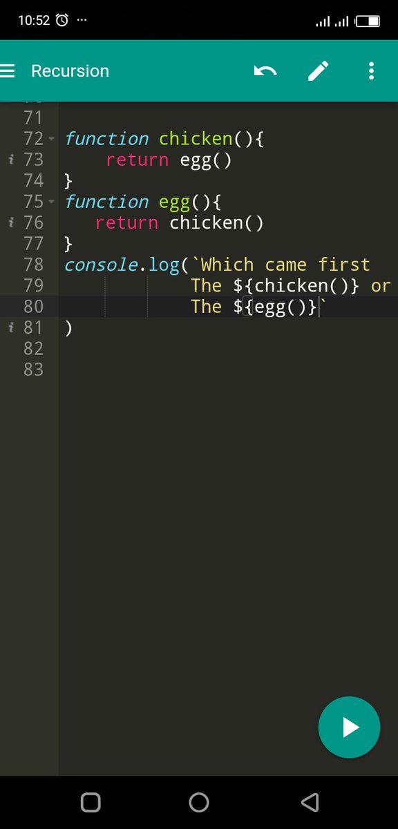 the_tech_lead's tweet image. You see what I did therr.... You see what I did therr 🤭🤭..... I crack myself up sometimes 😅😄😂..... #callStack #javascript30  #codes #CodeNewbie #DEVCommunity  #Developer #dev
