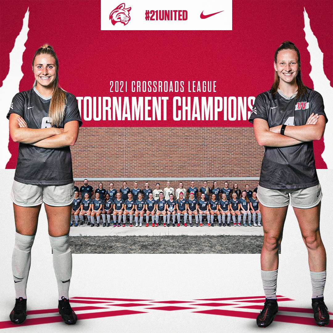 Your 2021 <a href="/Crossroads_NAIA/">Crossroads League</a> Tournament Champions!

<a href="/IWUWSoccer/">IWU Women’s Soccer</a> tops No. 3 <a href="/SAUCougars/">Spring Arbor Athletics</a> 2-1, giving the Wildcats their first Tournament Championship since 2009.

Mallory Krueger nets both goals for the Wildcats. It's the first time since Aug. 16 that the Cougars have been scored on.