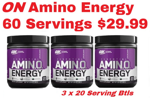 WHILE SUPPLIES LAST

Get 3, 20 serving sized bottles, that's 60 servings -  of Optimum Nutrition Amino Energy - Fruit Punch and Grape flavor - for only $29.99 with coupon DPS10!

Order now at -> https://t.co/tILcFcOm7U

#OptimumNutrition #TrueStrength @Team_Optimum https://t.co/9FosMUGmCJ