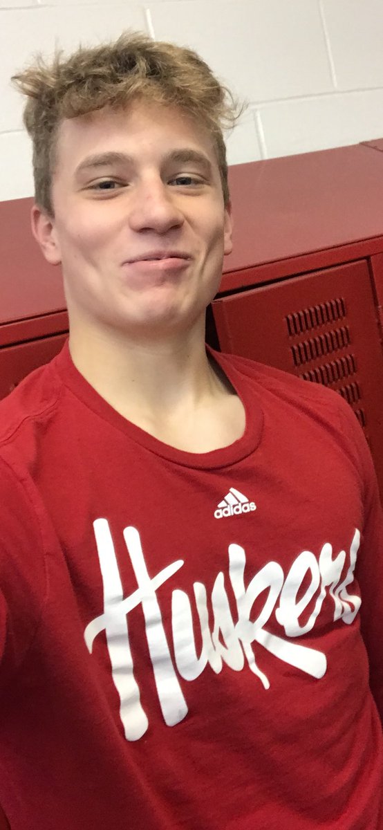 plewisbaseball's tweet photo. Post morning weight workout, Tyson was feeling the love for his brother and the Big Red Wednesday at Hayden’s signing day. GBR! #WorkoutHair #NiceSmile https://t.co/MKoyWOKupi