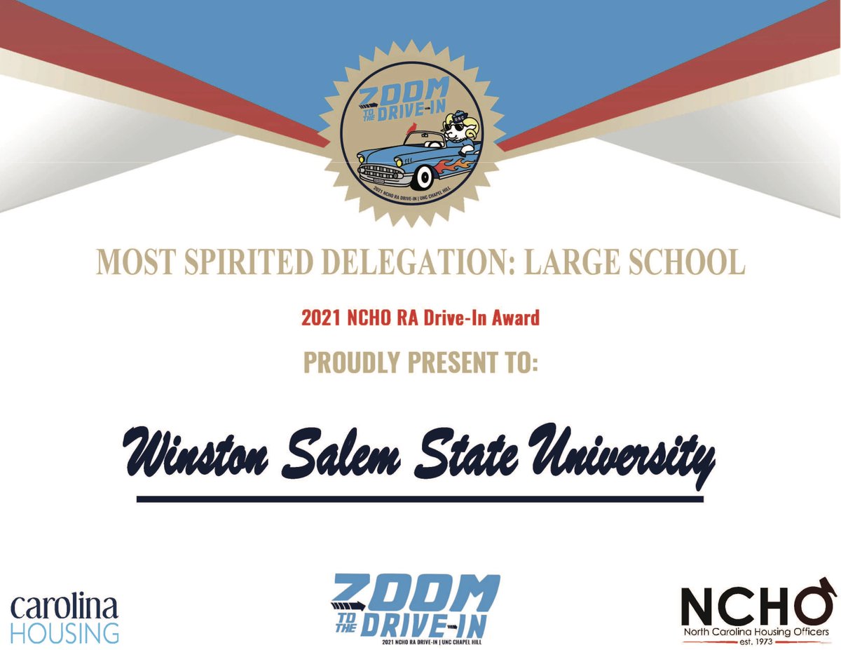 Congratulations to Winston Salem State University for winning the Most Spirited Delegation: Large School Award!

#NCHO2021 #Zoom2UNC