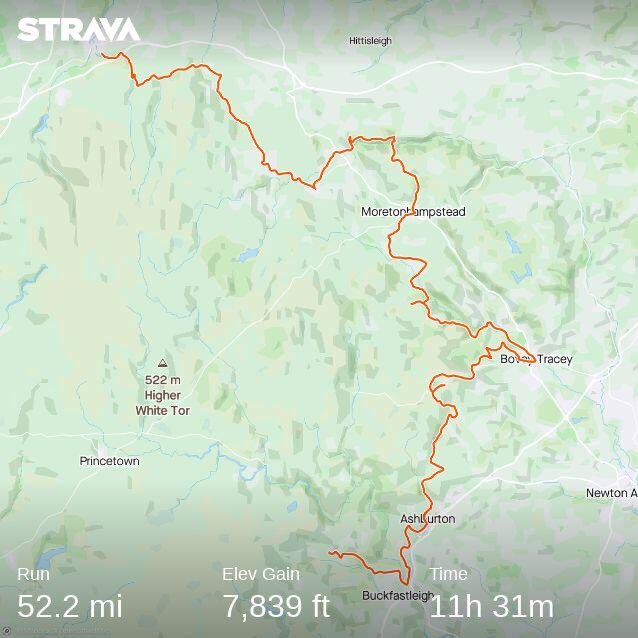 adharanand's tweet photo. Anyway, the race hurt at times and I was twice firmly resolved to drop out … but for some reason I didn’t. I finished in 11 hours 31 minutes. Streuth, that’s a lot of running.

#puretrailgranite50 #trailrunning #dartmoor #knackerednow #needchips https://t.co/ANTROO2GEw