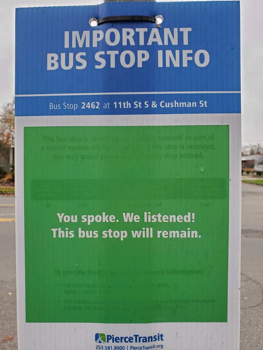 lostintyme's tweet photo. This is how you communicate with your customer base. A two-way street where responses can be intelligently and reasonably acted upon based on the other's needs and wants. #PierceTransit #listening https://t.co/63z8sgwa44