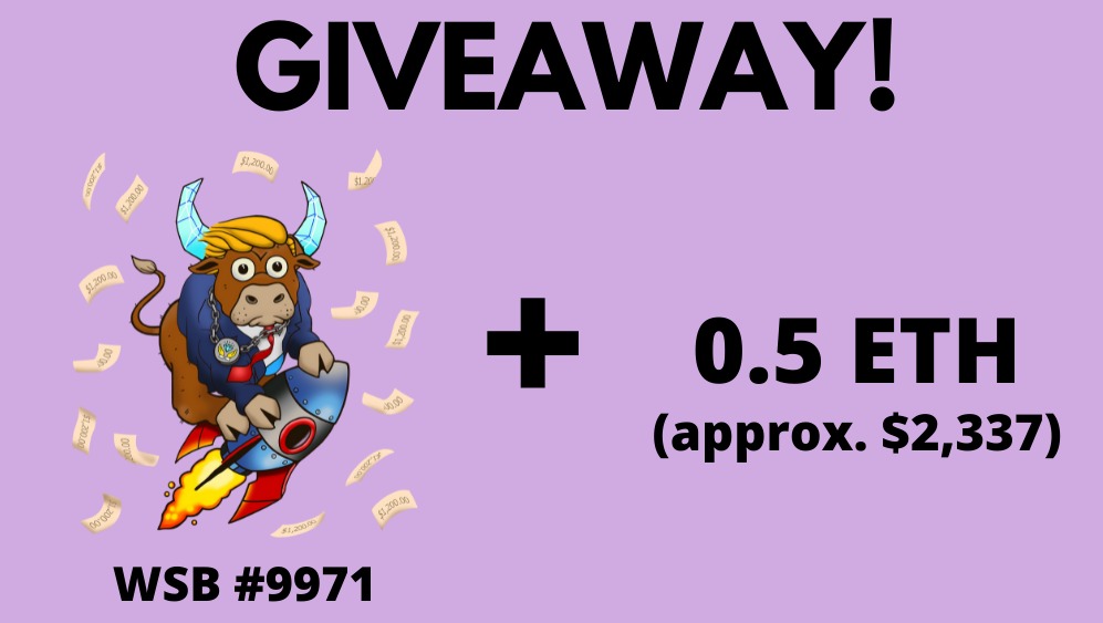 wallstmemes's tweet image. Wall St Bulls NFT Giveaway! 🎉

Win .5 ETH (over $2k!!) &amp;amp; a Wall St Bull NFT

To enter:
1. Follow @wallstmemes &amp;amp; @wallstbullsNFT 

2. Join Wall St Bulls NFT Discord: discord.com/invite/wallstr…

3. Like, retweet and tag 2 friends

The lucky winner will be announced in 48 hours 🐂