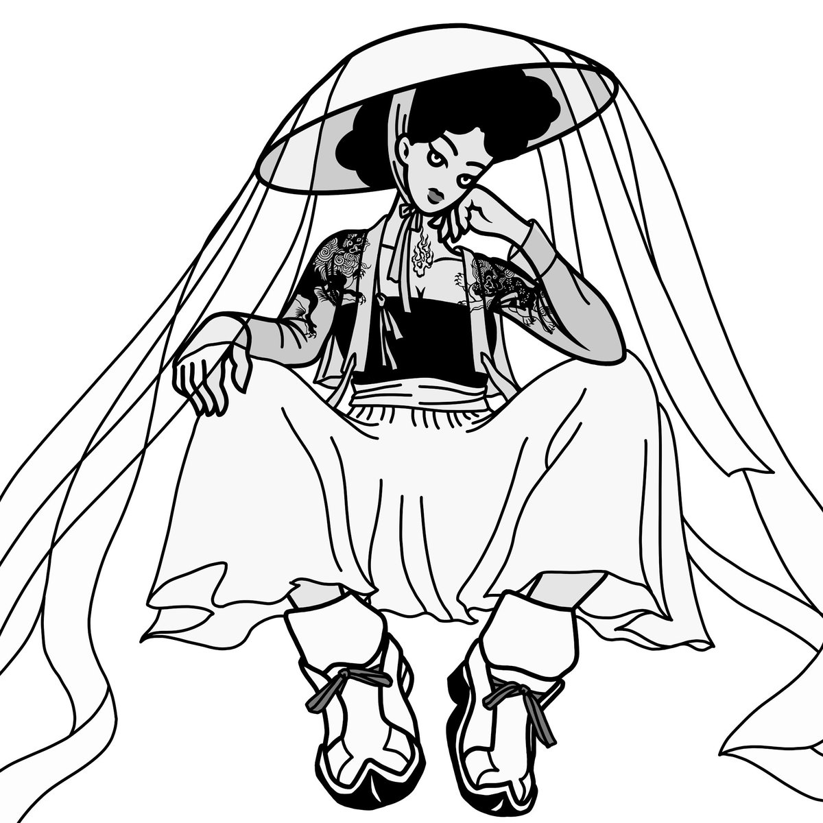 what color to choose🤔
Idea sketch
#blackandwhite 
#sketch #HANBOK