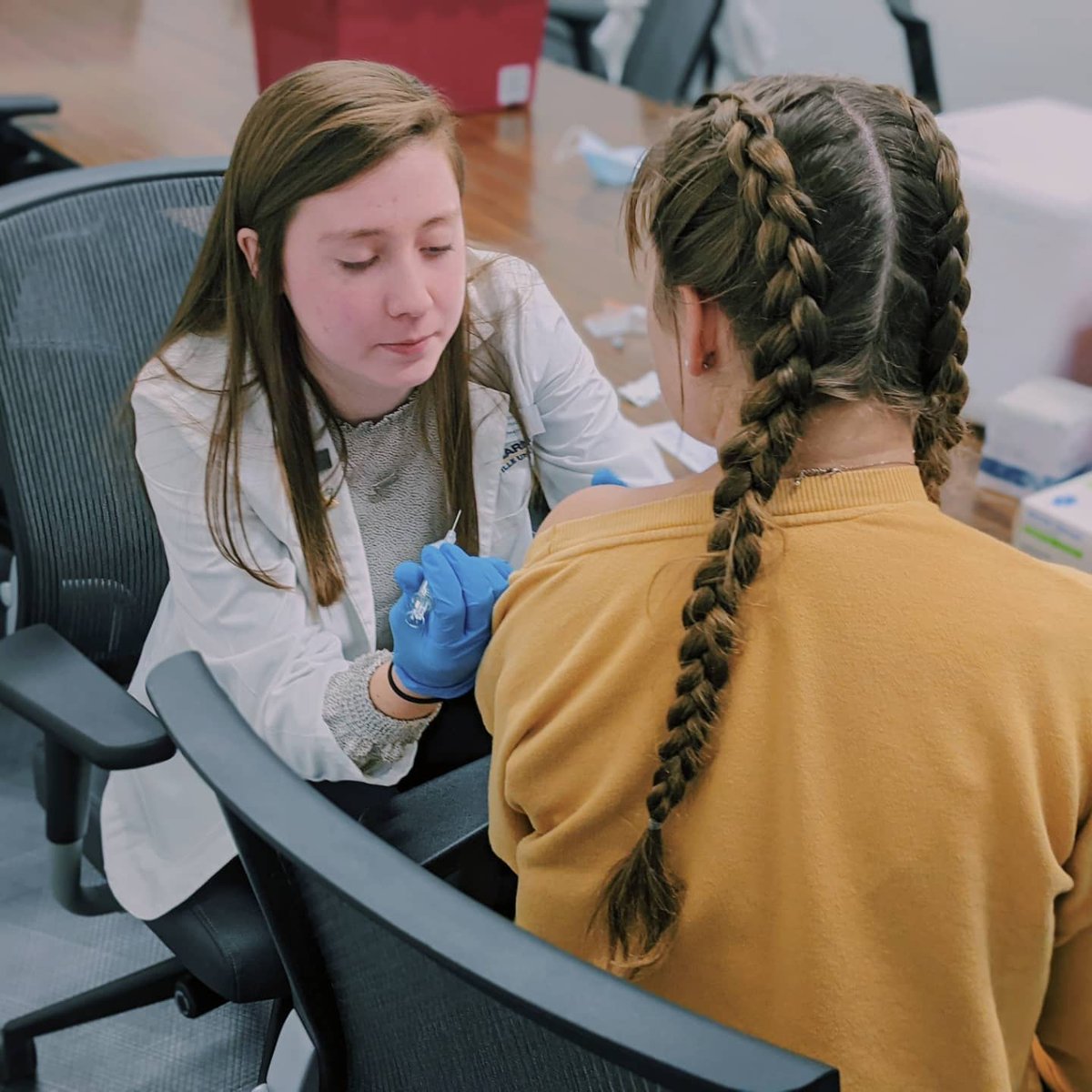 CUAPhAASP's tweet photo. Our Cedar Care Flu Clinics being held in the library/Chick fil A each week have been a great success! Great to see our students serving their community and encouraging public health through vaccinations! #CUPharm #CUAPhAASP #APhAASP #FluVaccines https://t.co/LZa1Cks7bF