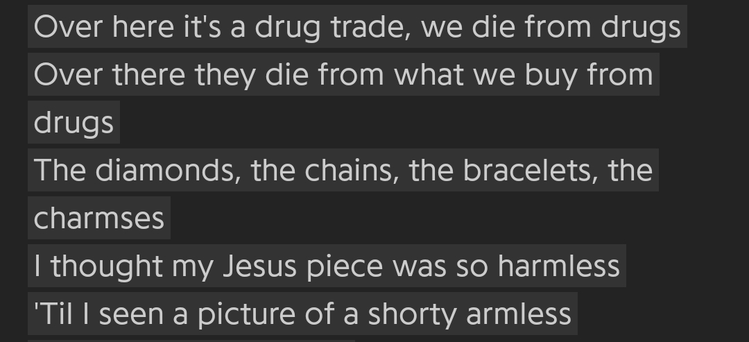 ShineUrLiteOnMe's tweet photo. @toastydigital How did ye go from ""Nike Nike Nike treat employees just like slaves" and diamonds from Sierra Leone remix

To breaking bread with the guy who gets his money from emerald mines and outsourcing labor https://t.co/ogBL1C60Sf