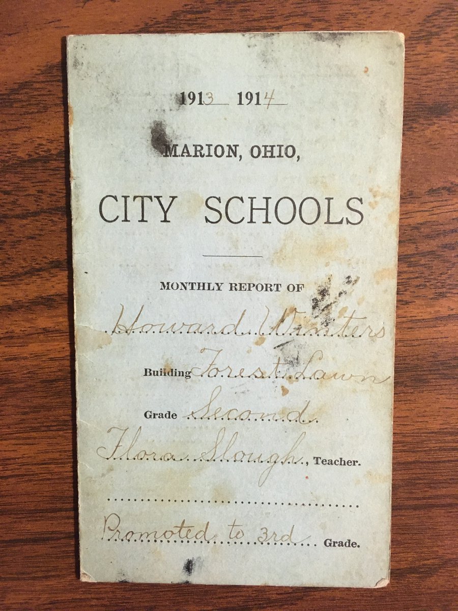 My Great Grandfathers 2nd Grade Report Card from 1913/1914, good to see that he was promoted to 3rd Grade. #Genealogy #MarionOhio