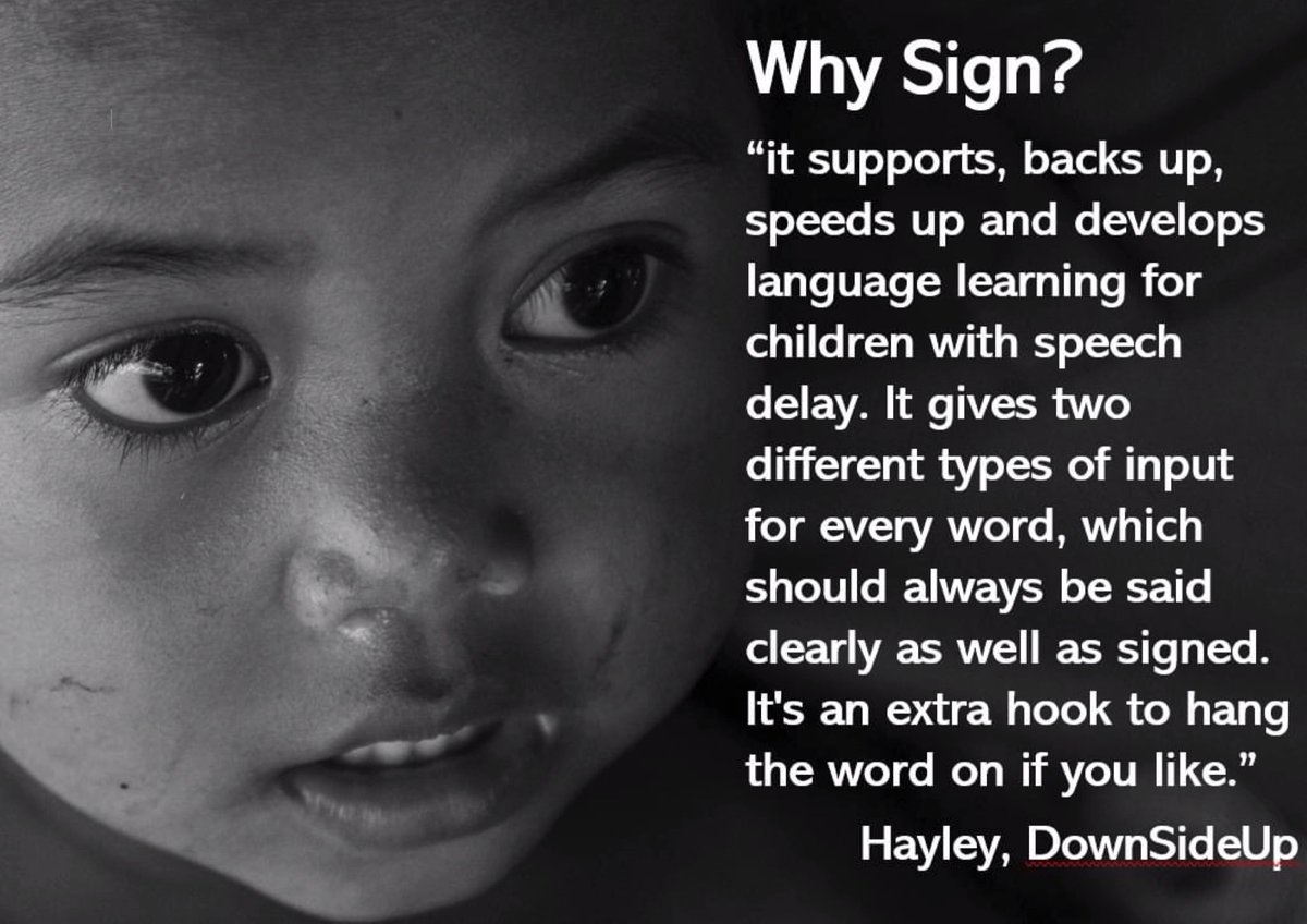 This fabulous piece by <a href="/DownsSideUp/">Hayley at Downs Side Up</a> summarises many of the questions I get asked and explains the benefits of signing with a child.

However you introduce sign to your child, Makaton, Sign Supported English (SSE) or #BSL there really is no down side!!

downssideup.com/2012/09/do-we-…