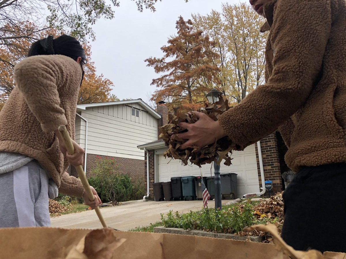 OHSAPChem's tweet photo. Successful @Oakville_StuCo take and run this morning!  We got to all of our houses and did some raking at a few extra.  Thanks to all who turned out on this cold Saturday morning!  @OHS_Tigers #msdr9 https://t.co/PjQnBJi5dr
