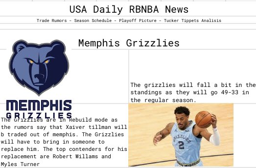 USA daily RBNBA news - If you’d like to Get your team in the post DM this account.