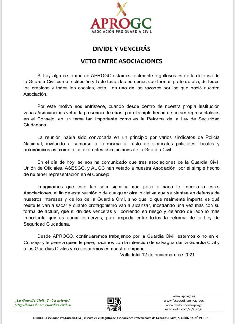 APROGC's tweet photo. Agradecemos las muestras de apoyo de @jusapol e @_IGC_  , ante el veto de algunas Asociaciones Profesionales de @guardiacivil 
#SomosComoTú 
#ElHonorEsMiDivisa https://t.co/G8P8ThSjgw