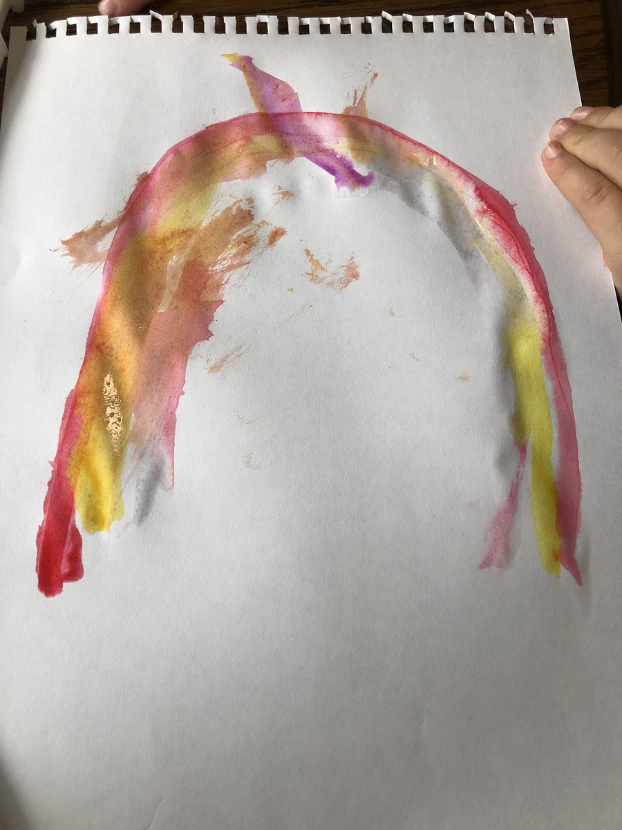 julie_alloway's tweet photo. Henry wanted to paint rainbows. He was getting upset that his wasn’t “perfect”. I let my blue veer off track and he sat there quietly then said, “That’s not right.” Then he did the same with his and decided we can make silly rainbows. #modelmistakes https://t.co/rYTuwnLEkr