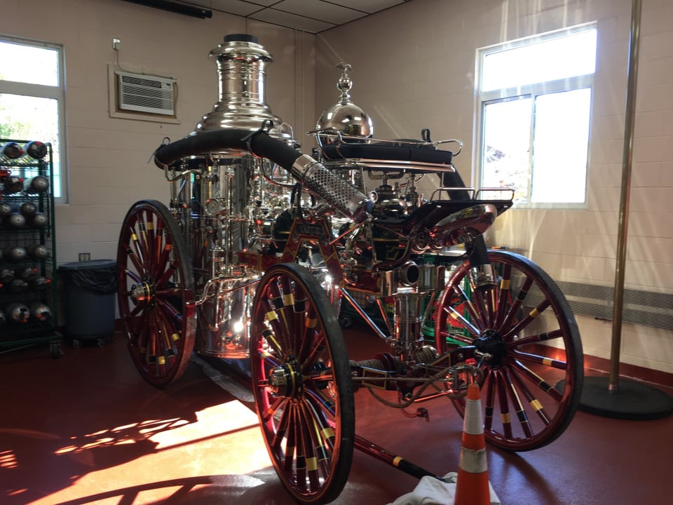 WindhamCTMills's tweet photo. Check out the Mill of the Month!  Today they viewed the Stanley Steamer at the Yantic Fire Station.  After the mill burnt down in 1865, the factory invested in a fire house and top-of-the-line fire fighting equipment.  Keep an eye out for next month's Mill of the Month! https://t.co/dpN459R3Iu