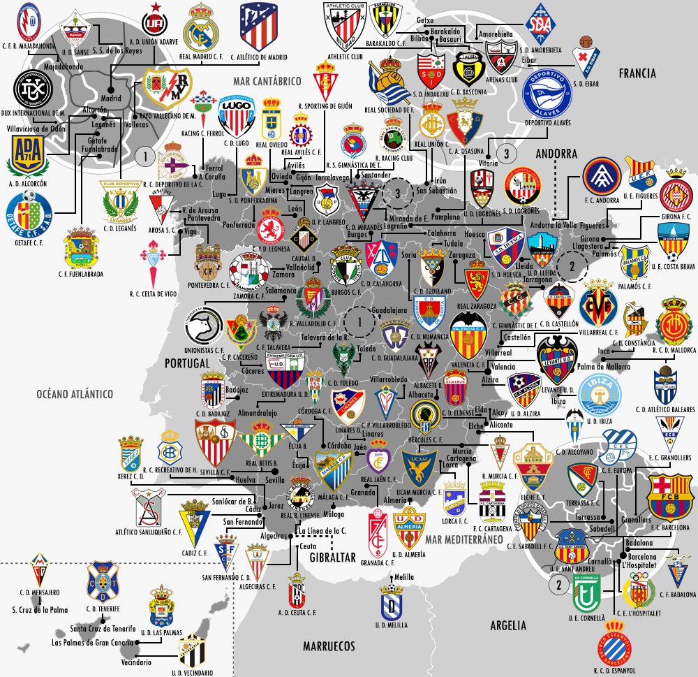 SpheraSports's tweet photo. 🗺⚽️El mapa futbolístico español. https://t.co/ewK8jmDuNZ